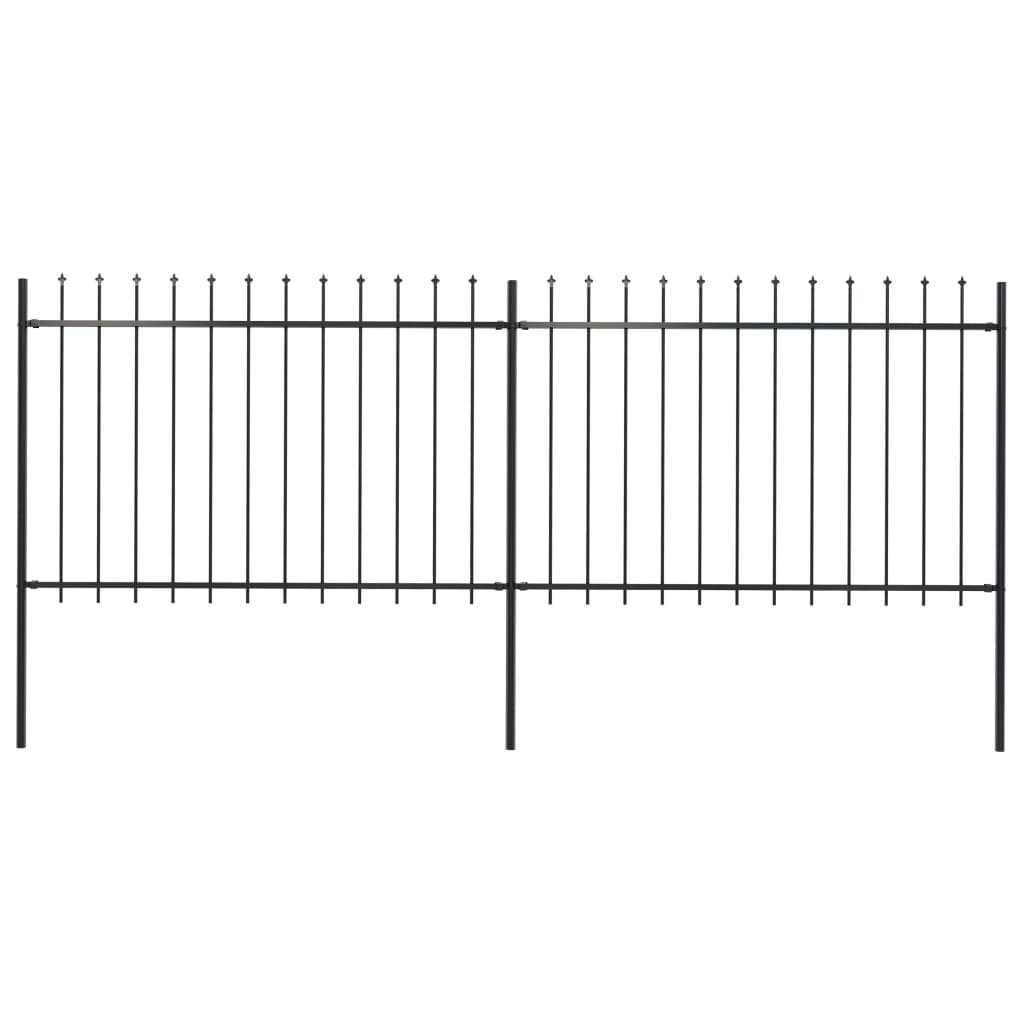 Garden Fence with Spear Top Steel 3.4x1.2 m Black - Sid & Sam