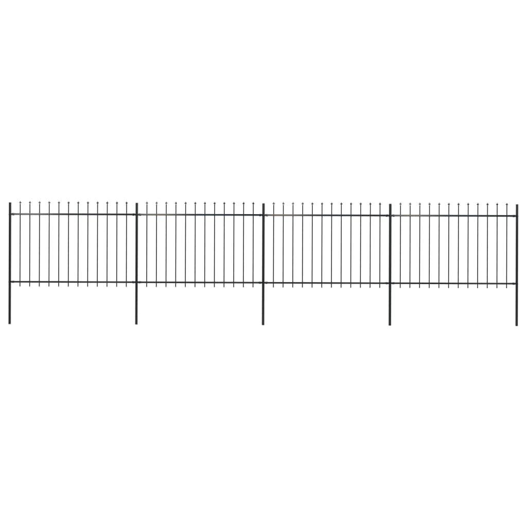 Garden Fence with Spear Top Steel 6.8x1.2 m Black - Merkel Designers