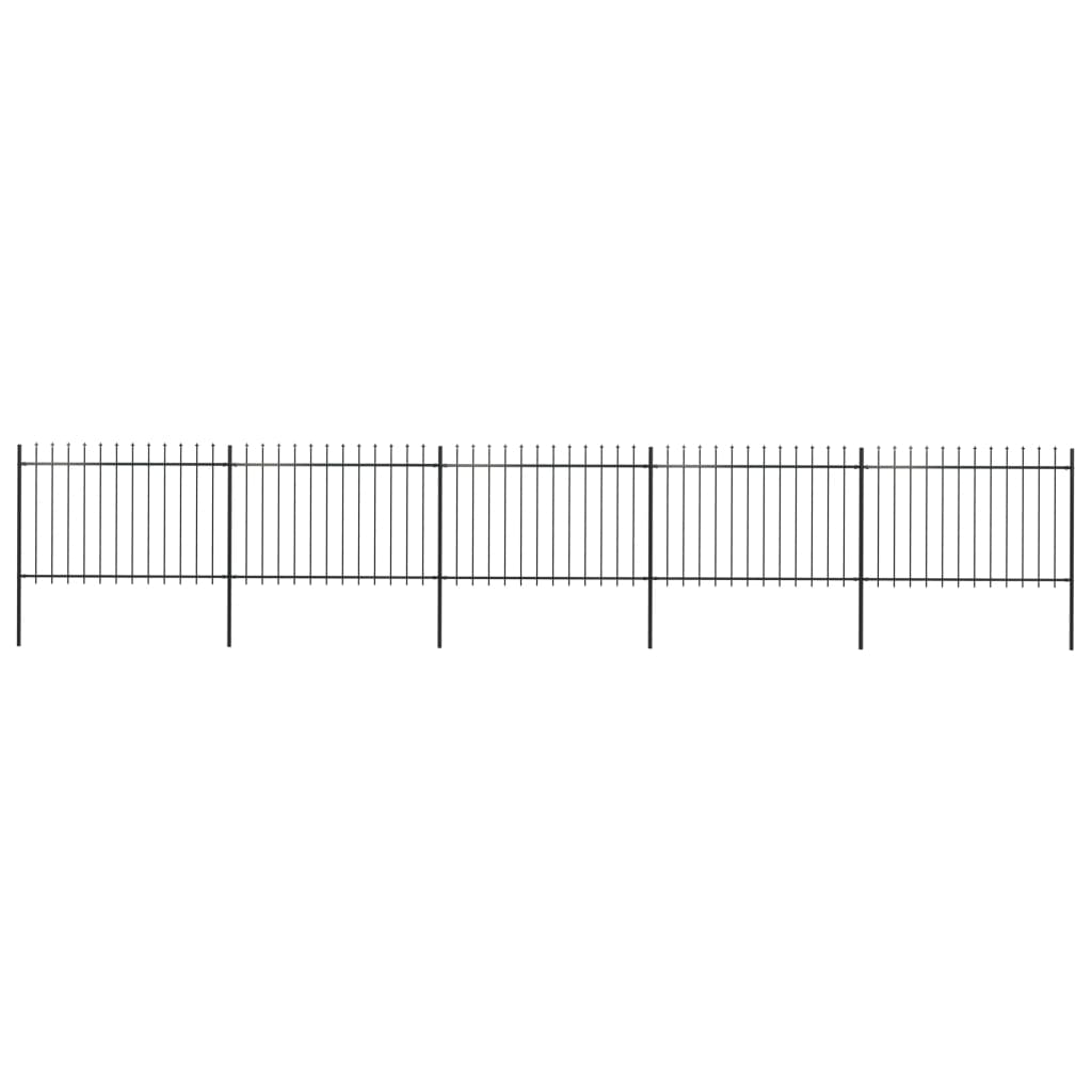 Garden Fence with Spear Top Steel 8.5x1.2 m Black - All Things Good