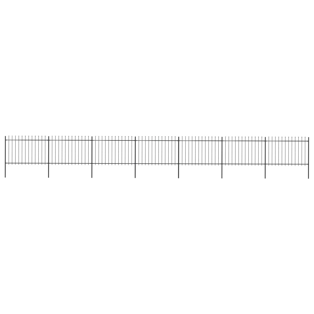 Garden Fence with Spear Top Steel 11.9x1.2 m Black - Direct Imports