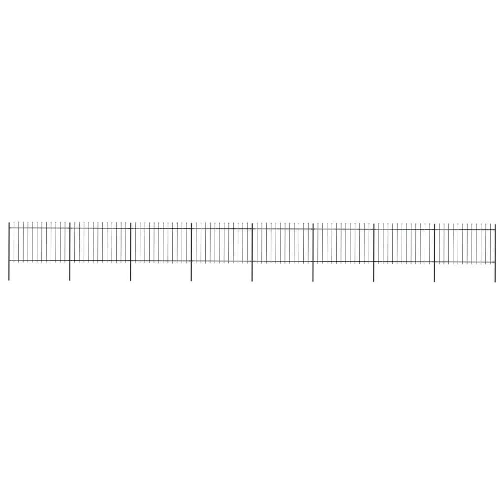 Garden Fence with Spear Top Steel 13.6x1.2 m Black - Style and Chic