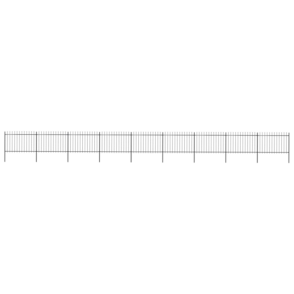 Garden Fence with Spear Top Steel 15.3x1.2 m Black - Merlin Deals