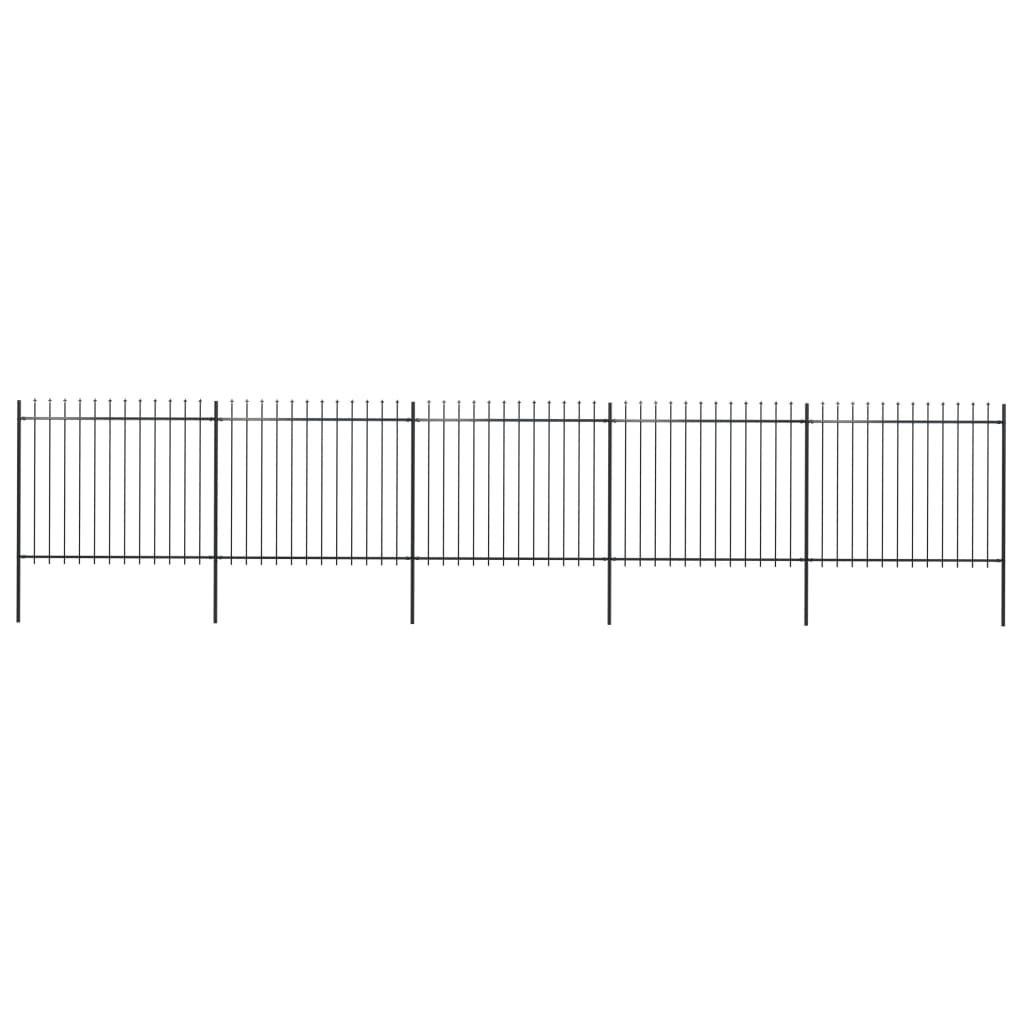 Garden Fence with Spear Top Steel 8.5x1.5 m Black - Design Hut