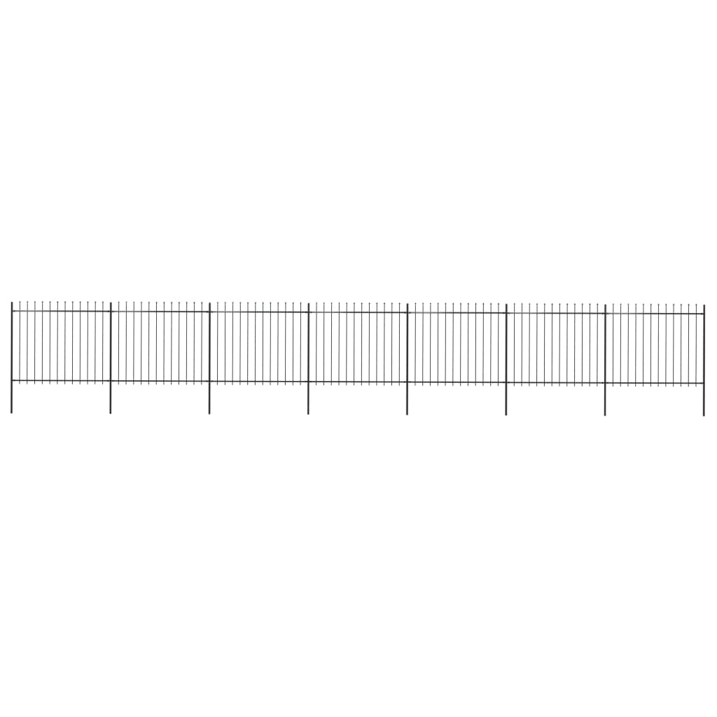 Garden Fence with Spear Top Steel 11.9x1.5 m Black - Merlin Deals