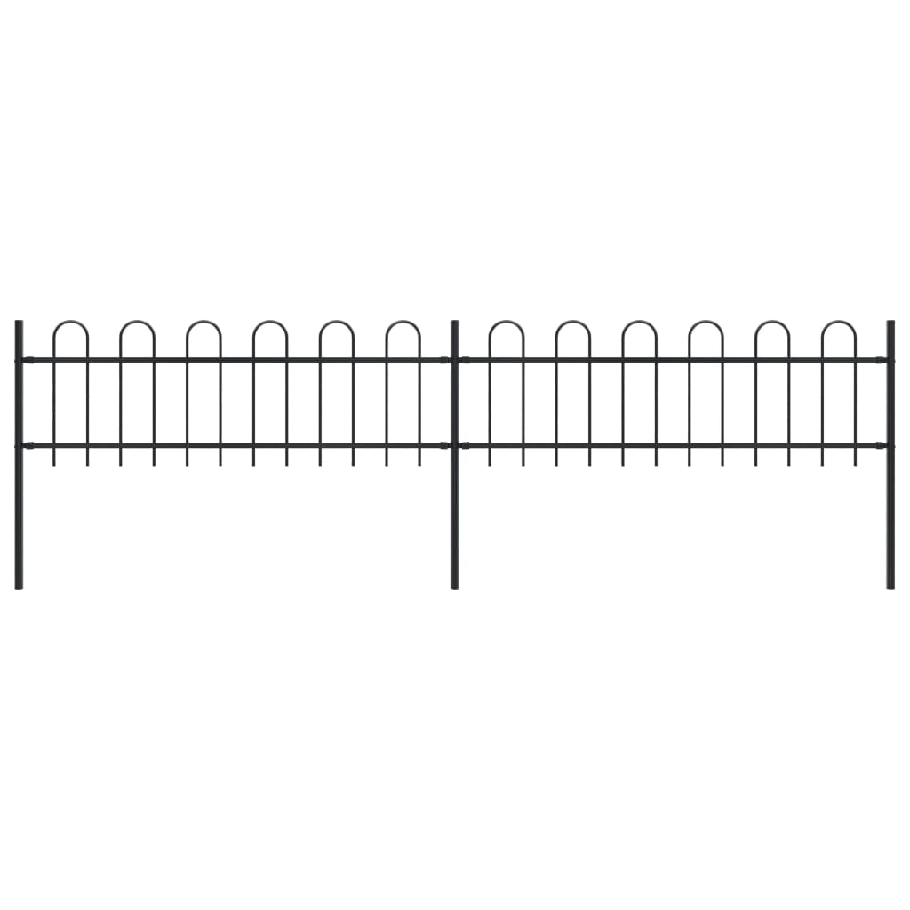Garden Fence with Hoop Top Steel 3.4x0.6 m Black - R and M Furniture