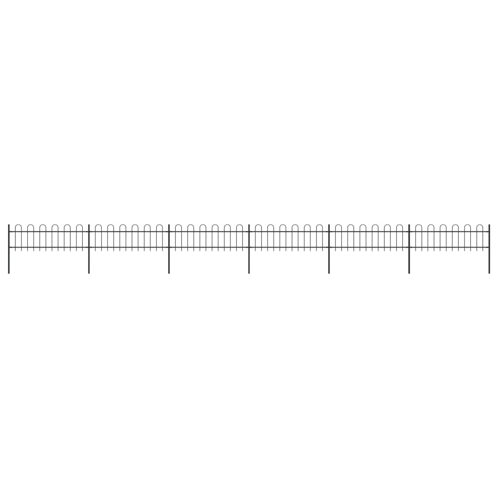 Garden Fence with Hoop Top Steel 10.2x0.6 m Black - Tyrell & Tyrell