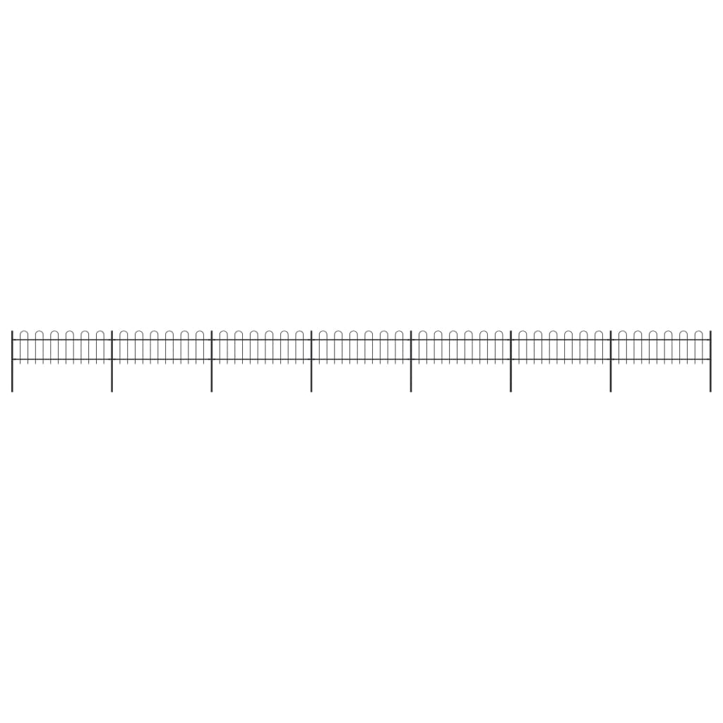 Garden Fence with Hoop Top Steel 11.9x0.6 m Black - Casper Homes