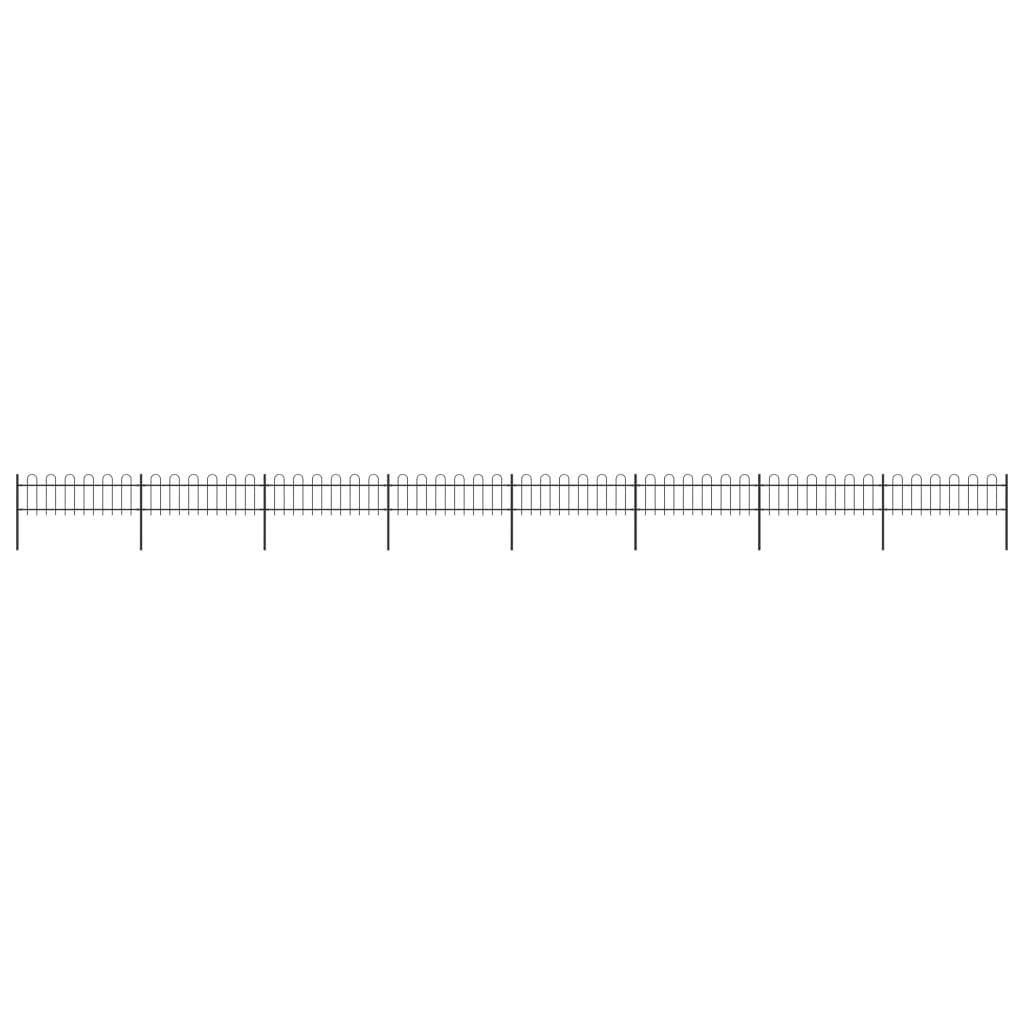 Garden Fence with Hoop Top Steel 13.6x0.6 m Black - Direct Imports