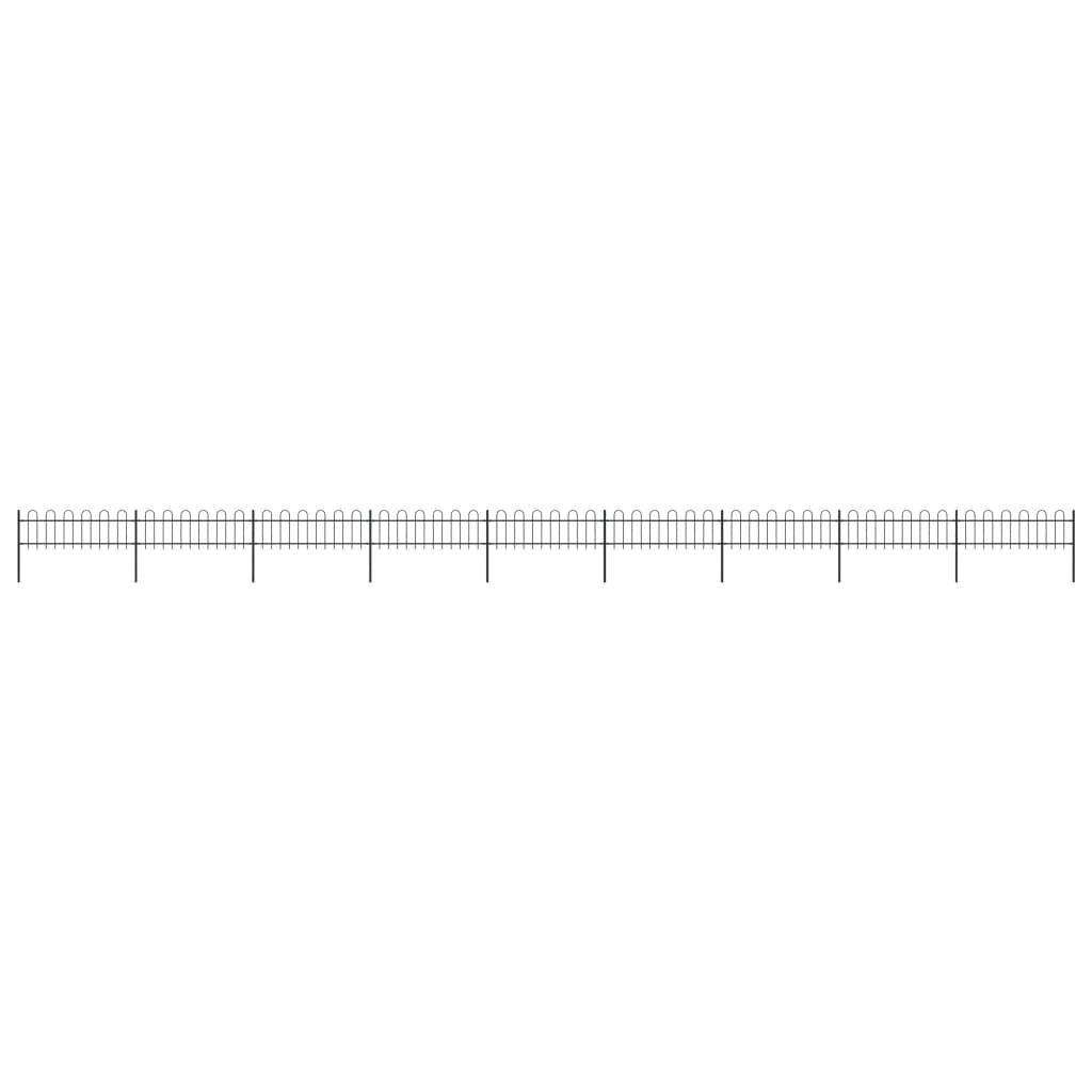 Garden Fence with Hoop Top Steel 15.3x0.6 m Black - Casper Homes