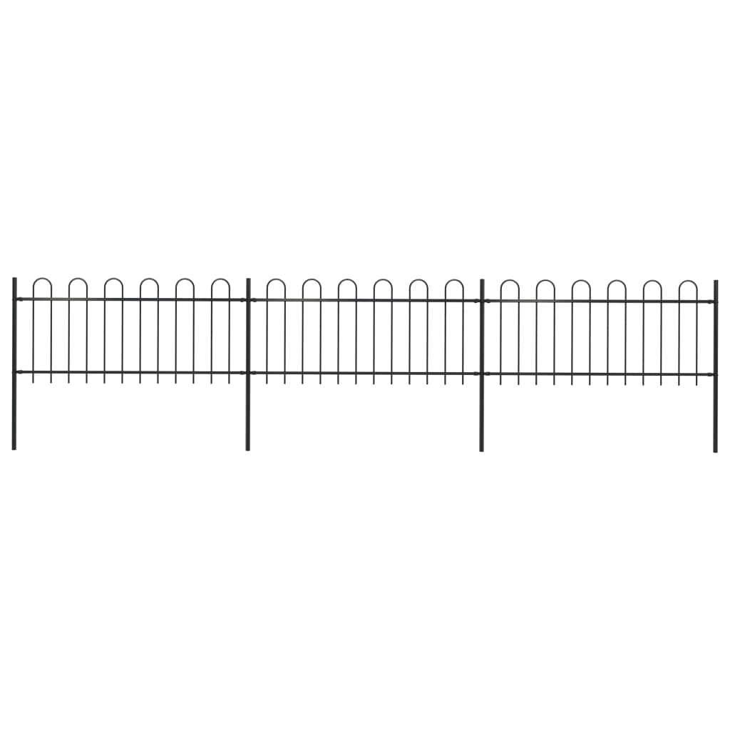 Garden Fence with Hoop Top Steel 5.1x0.8 m Black - Merlin Deals
