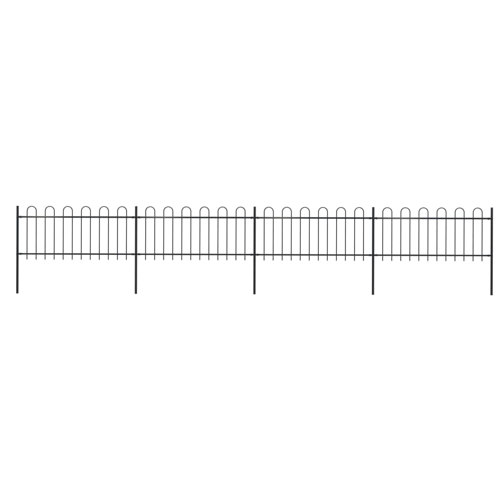 Garden Fence with Hoop Top Steel 6.8x0.8 m Black - Casper Homes