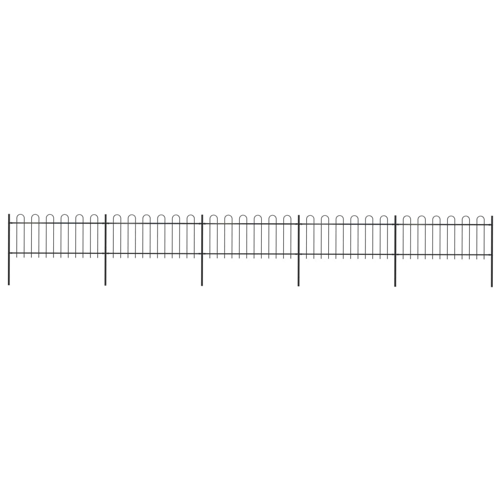 Garden Fence with Hoop Top Steel 8.5x0.8 m Black - All Things Good