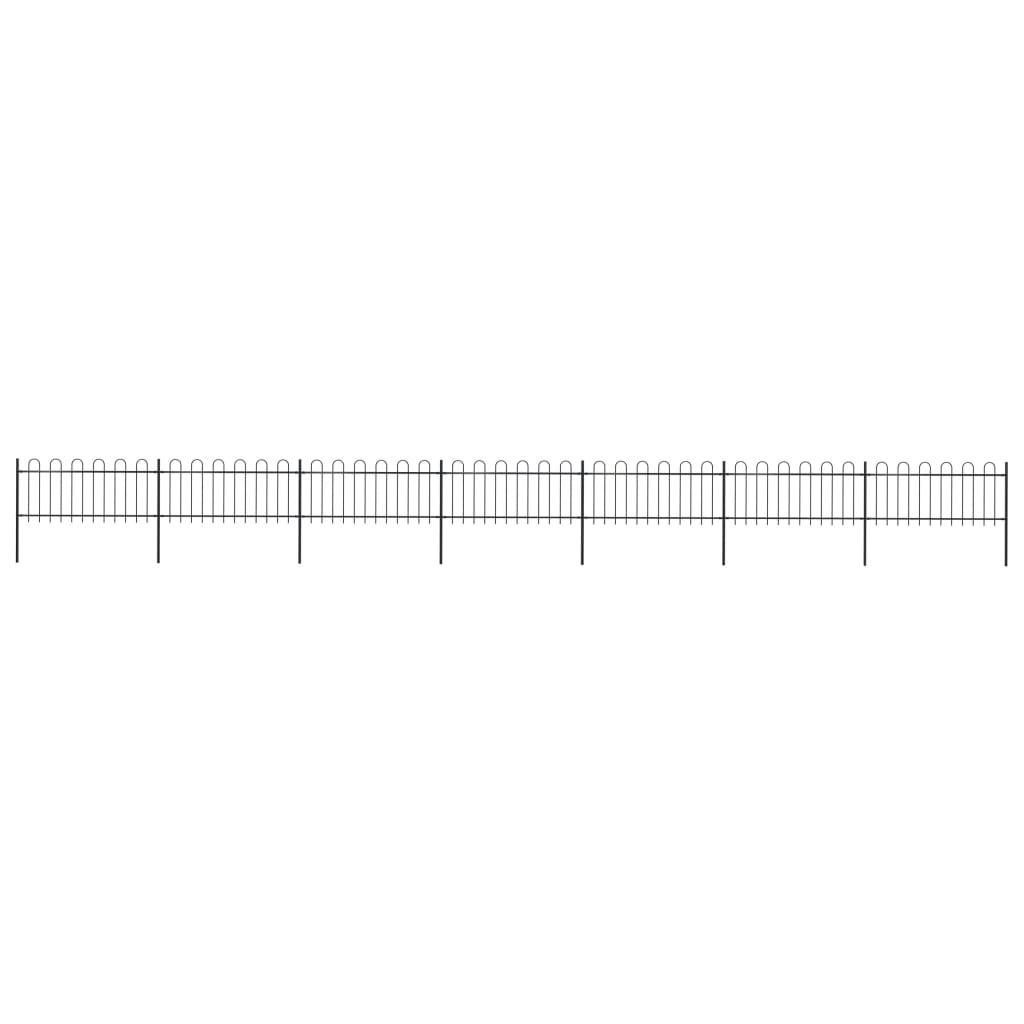 Garden Fence with Hoop Top Steel 11.9x0.8 m Black - Direct Imports