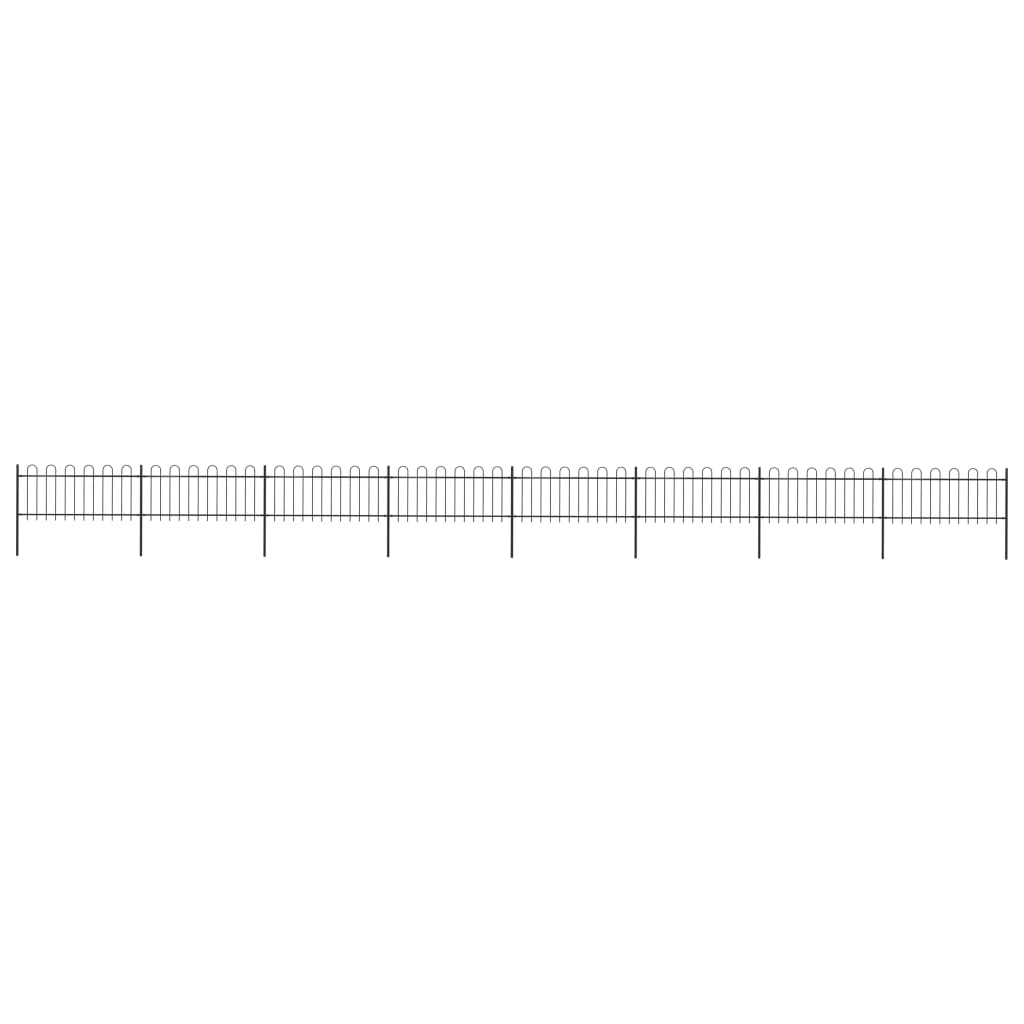 Garden Fence with Hoop Top Steel 13.6x0.8 m Black - Unbeatable Bargains