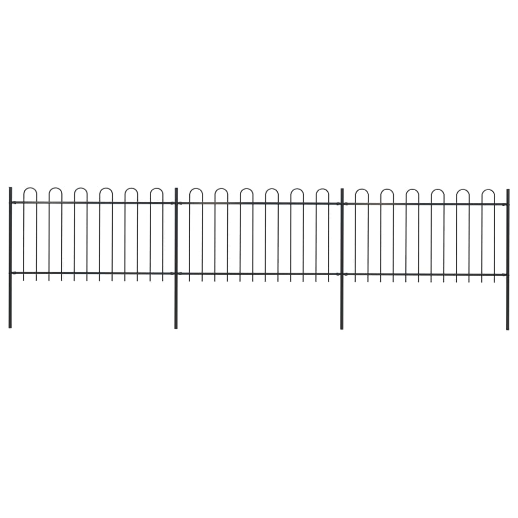 Garden Fence with Hoop Top Steel 5.1x1 m Black - Millennium Furniture