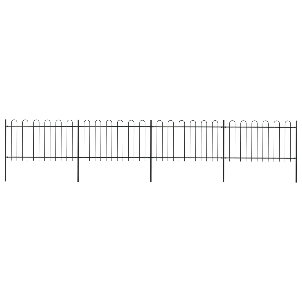 Garden Fence with Hoop Top Steel 6.8x1 m Black - Discount Dealers