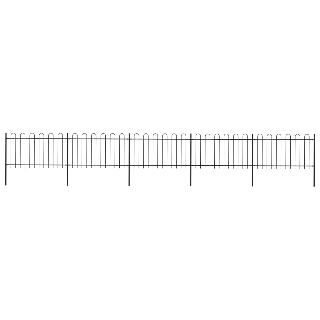 Garden Fence with Hoop Top Steel 8.5x1 m Black - Brittle & Co