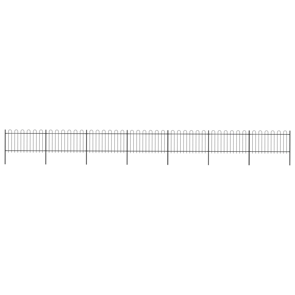 Garden Fence with Hoop Top Steel 11.9x1 m Black - Tyrell & Tyrell