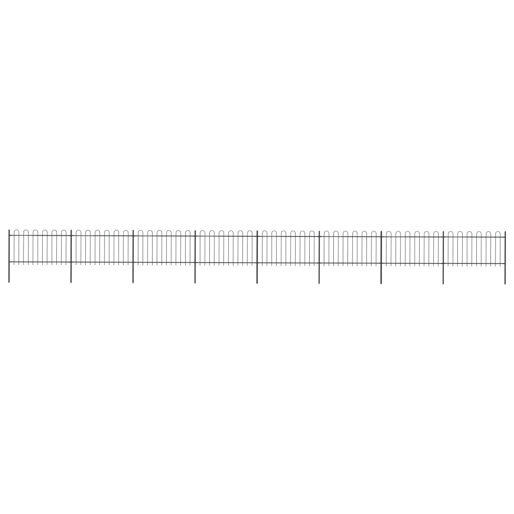 Garden Fence with Hoop Top Steel 13.6x1 m Black - Merlin Deals