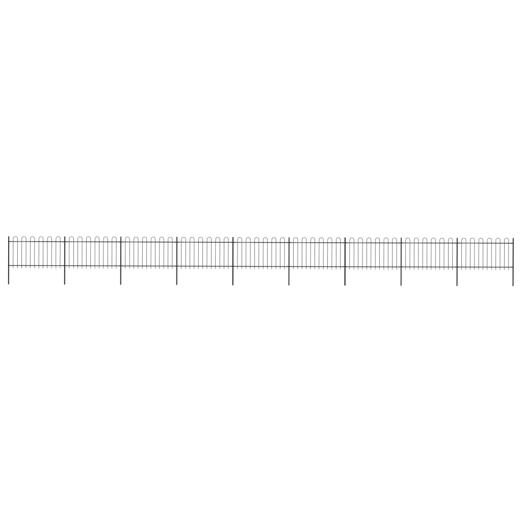 Garden Fence with Hoop Top Steel 15.3x1 m Black - Direct Imports