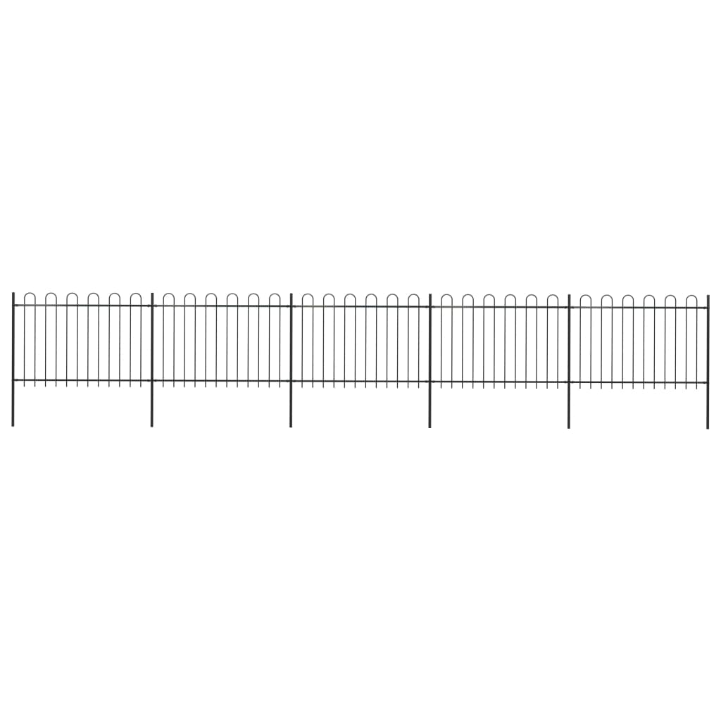 Garden Fence with Hoop Top Steel 8.5x1.2 m Black - Brittle & Co