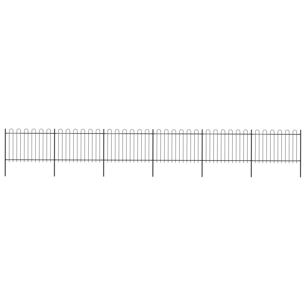 Garden Fence with Hoop Top Steel 10.2x1.2 m Black - Direct Imports