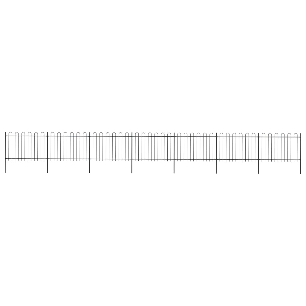 Garden Fence with Hoop Top Steel 11.9x1.2 m Black - Discount Dealers