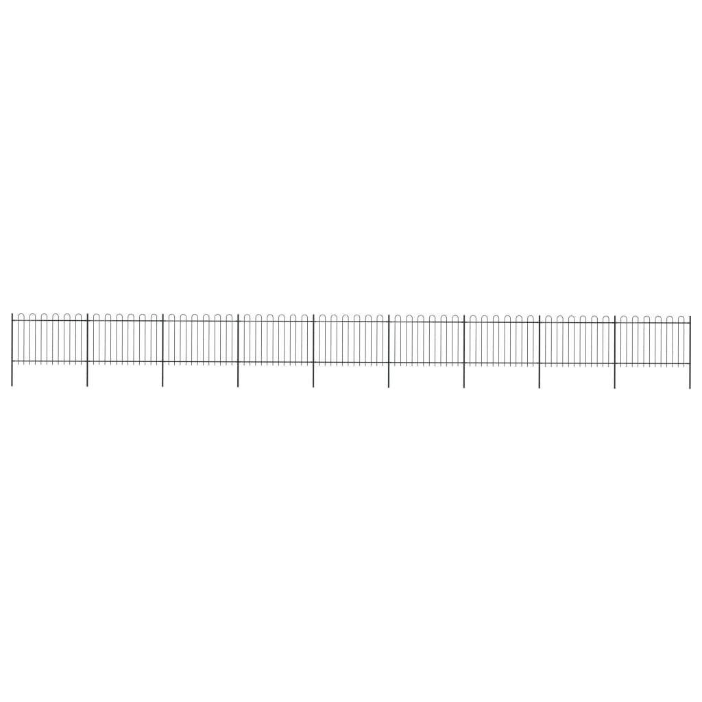 Garden Fence with Hoop Top Steel 15.3x1.2 m Black - Style and Chic