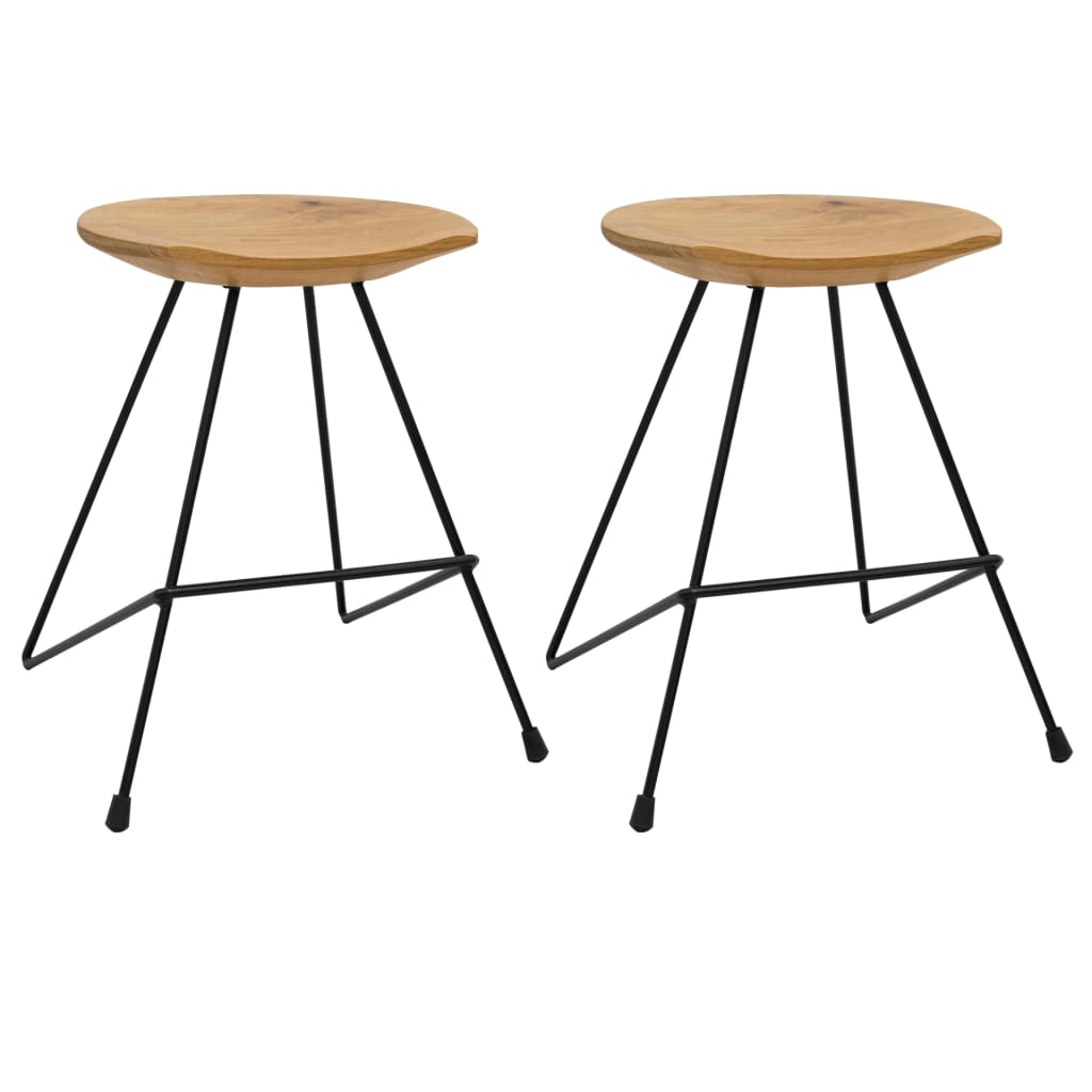 Stools 2 pcs Solid Teak Wood - Direct Imports
