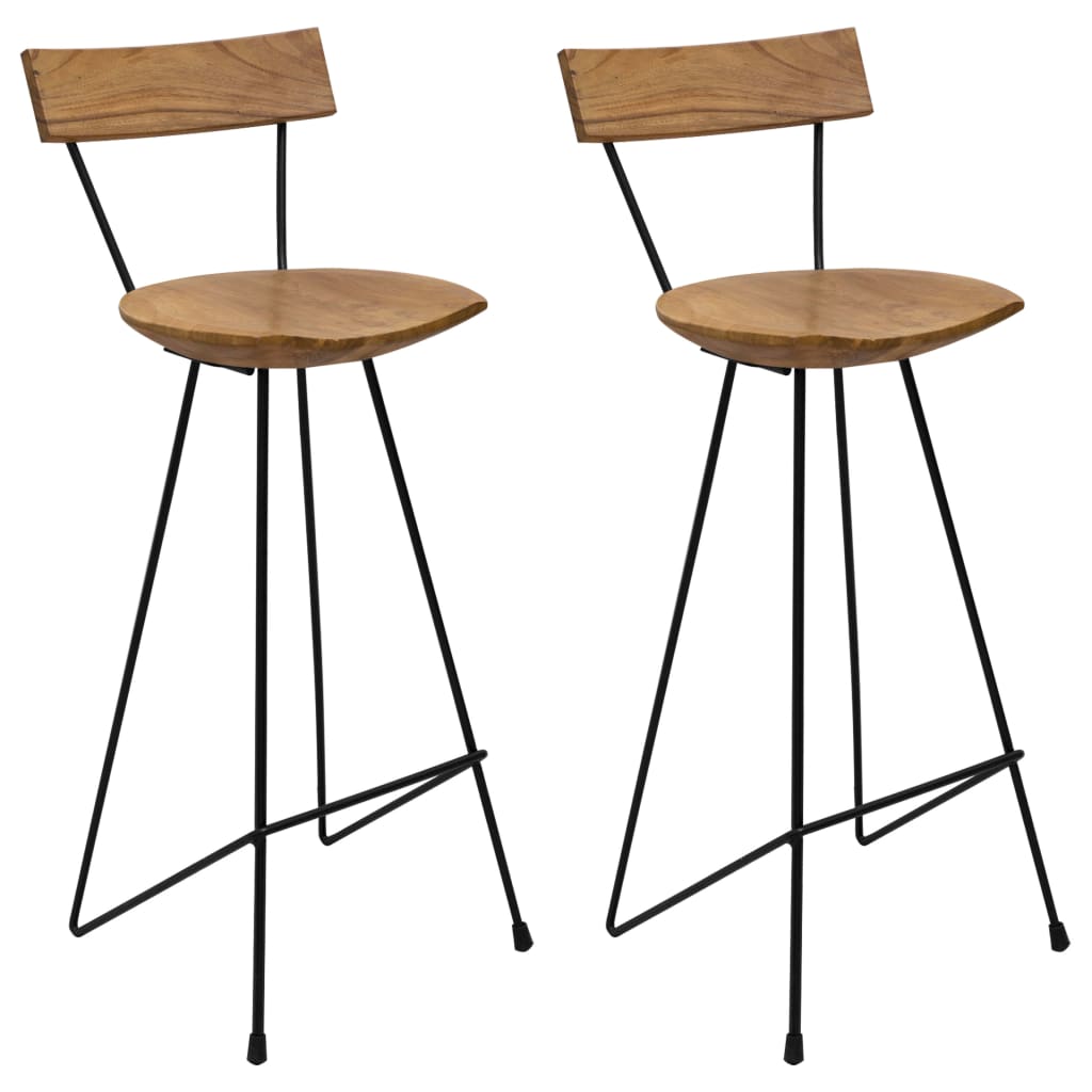 Bar Stools 2 pcs Solid Teak Wood - Discount Dealers