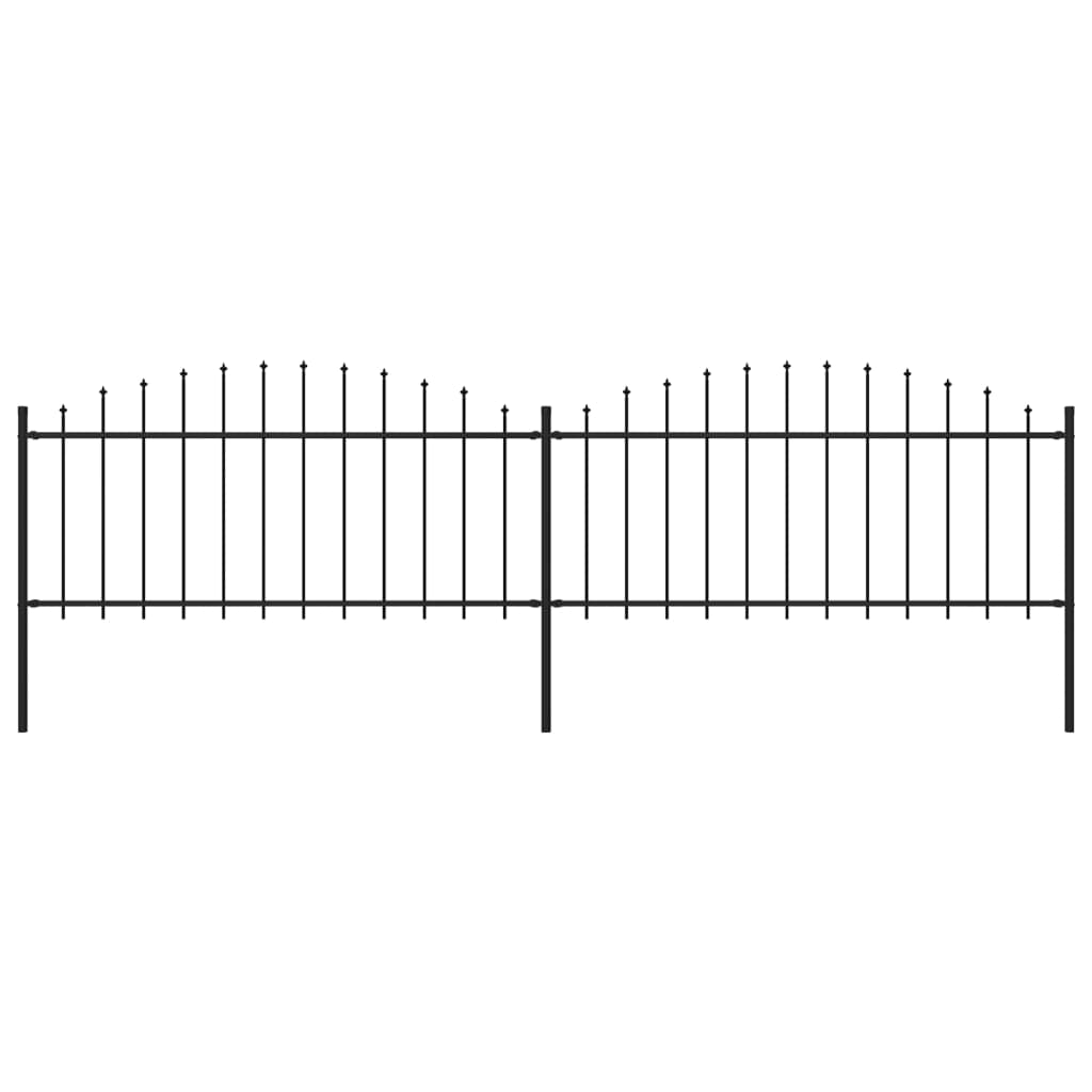 Garden Fence with Spear Top Steel (0.5-0.75)x3.4 m Black - Tyrell & Tyrell