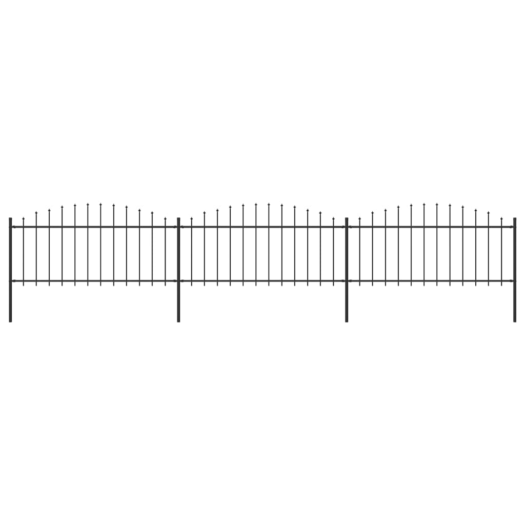 Garden Fence with Spear Top Steel (0.5-0.75)x5.1 m Black - Sid & Sam