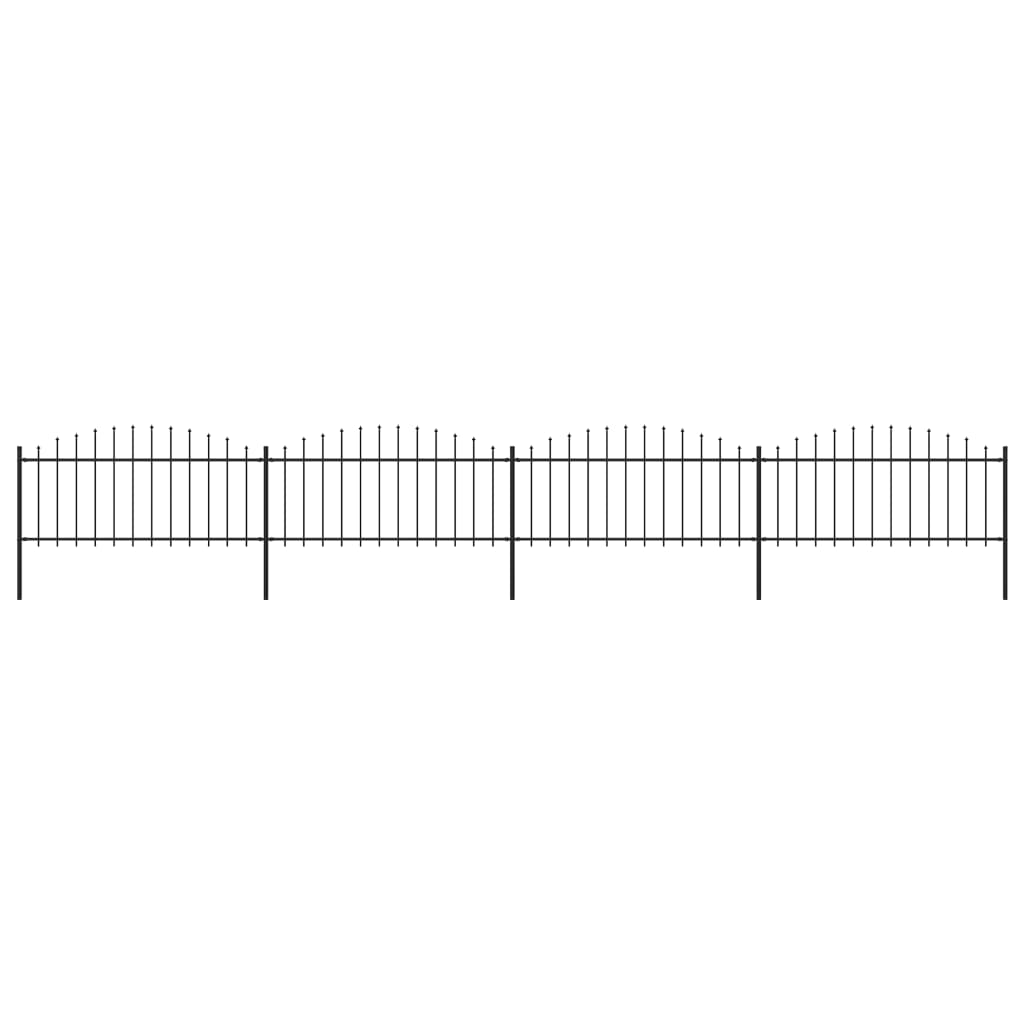 Garden Fence with Spear Top Steel (0.5-0.75)x6.8 m Black - Tyrell & Tyrell