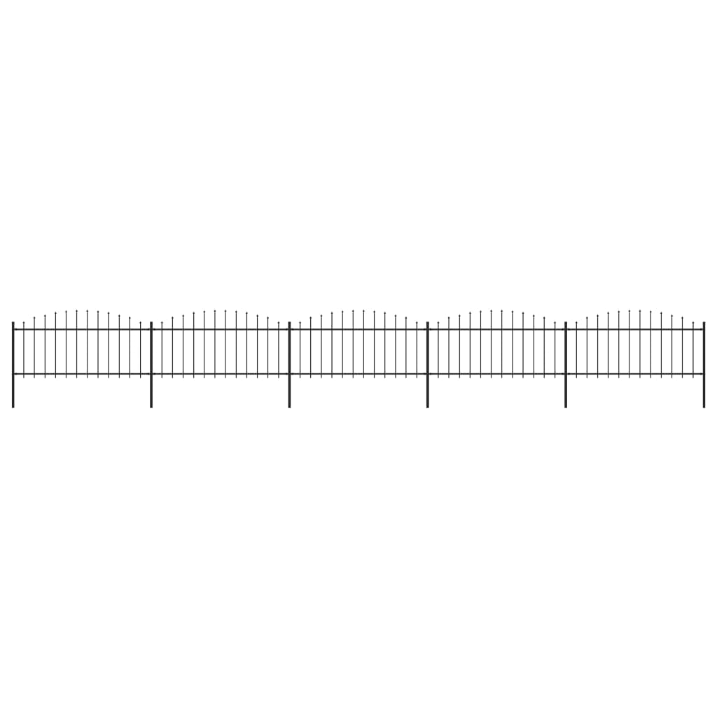 Garden Fence with Spear Top Steel (0.5-0.75)x8.5 m Black - Unbeatable Bargains