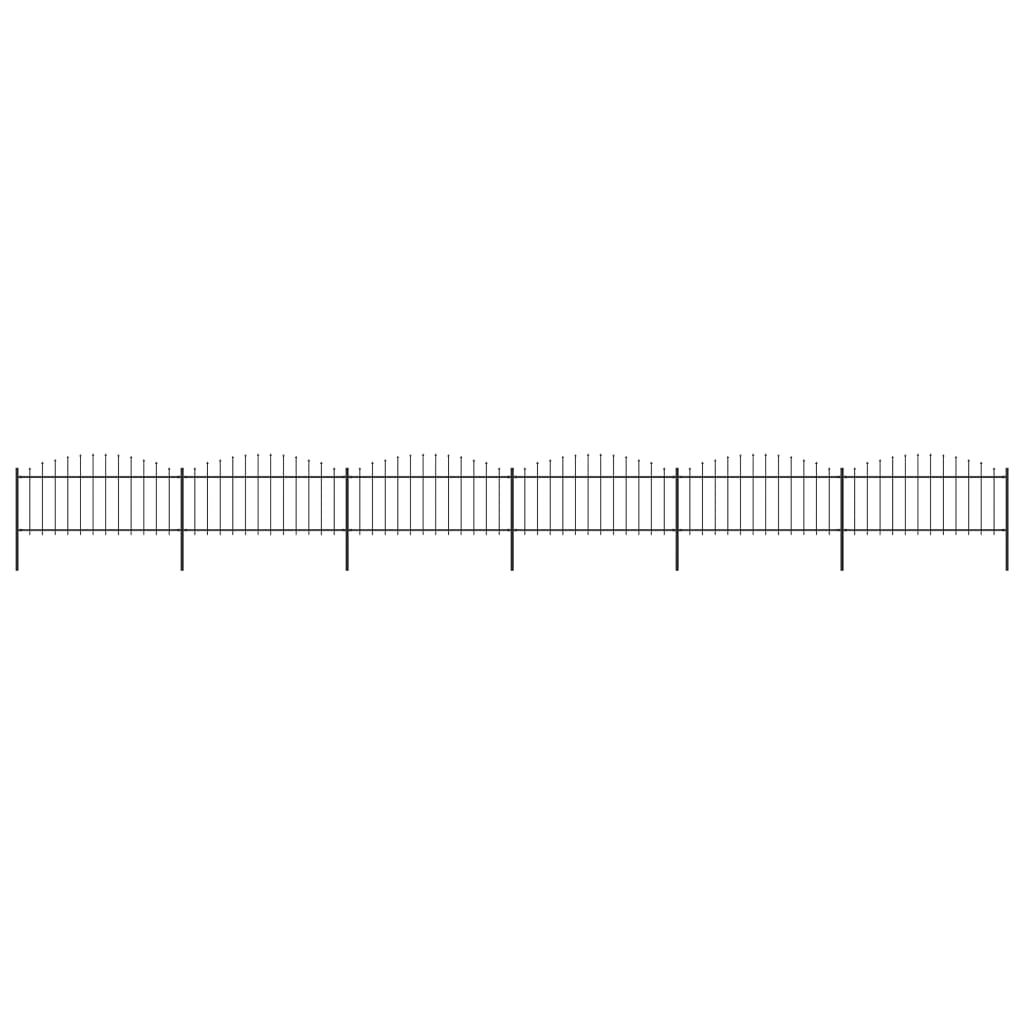 Garden Fence with Spear Top Steel (0.5-0.75)x10.2 m Black - Discount Dealers