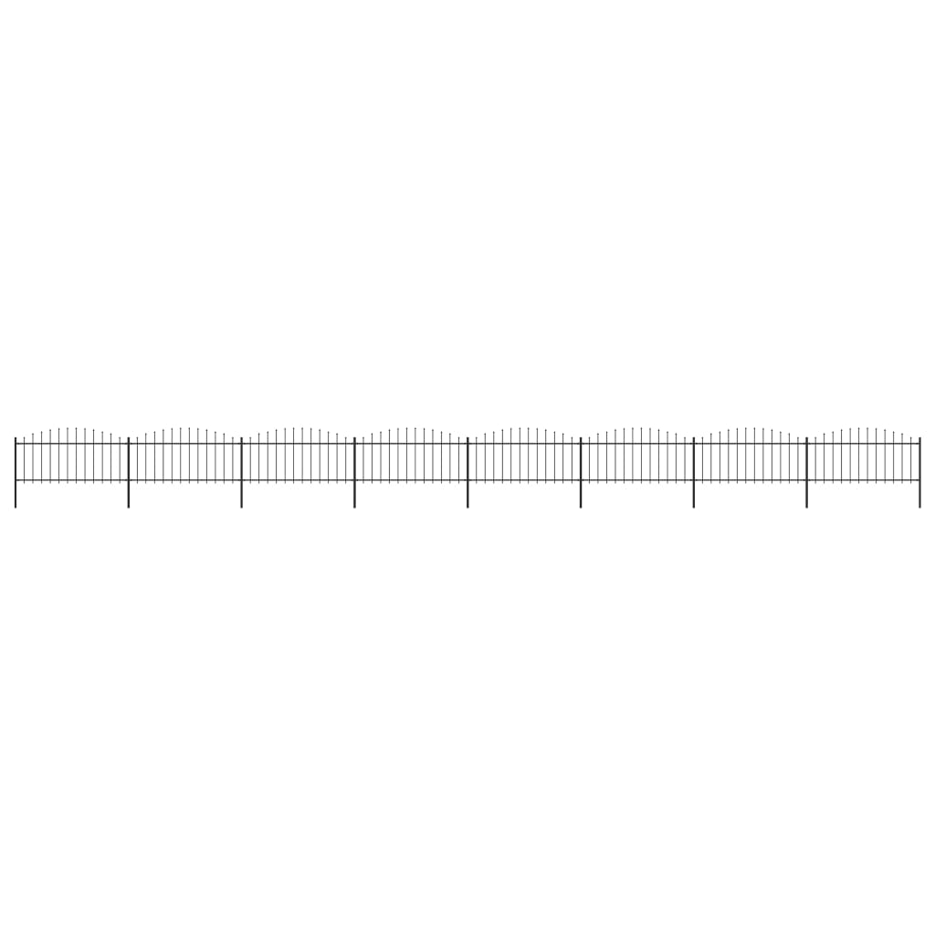 Garden Fence with Spear Top Steel (0.5-0.75)x13.6 m Black - Tyrell & Tyrell