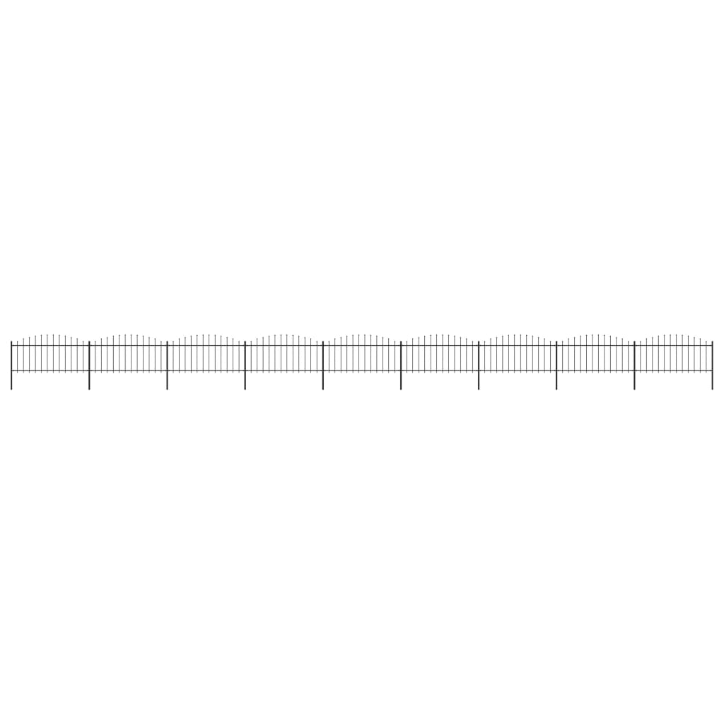 Garden Fence with Spear Top Steel (0.5-0.75)x15.3 m Black - Unbeatable Bargains