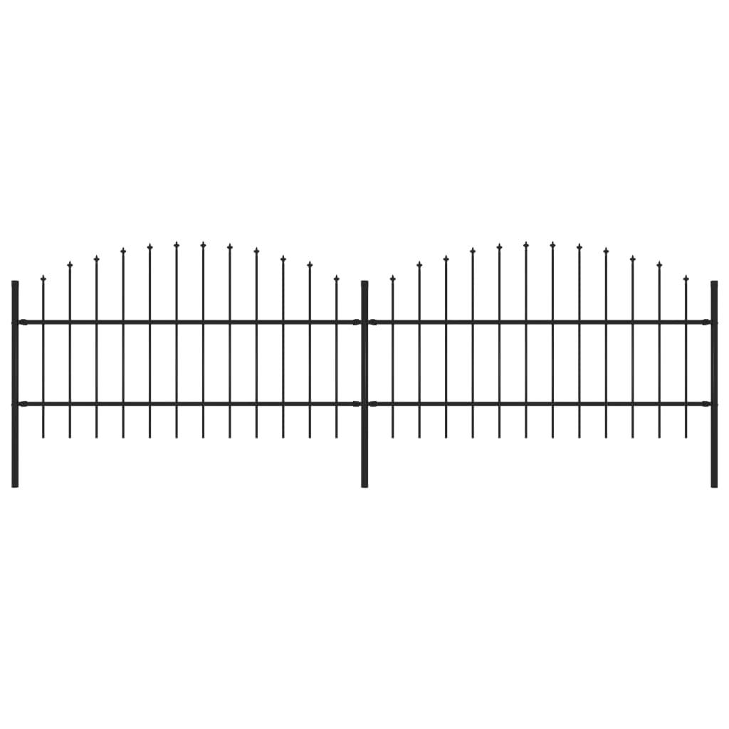 Garden Fence with Spear Top Steel (0.75-1)x3.4 m Black - Merlin Deals
