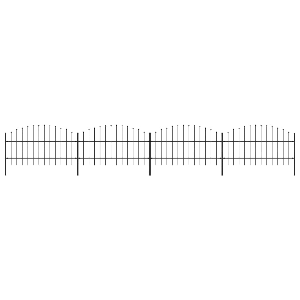 Garden Fence with Spear Top Steel (0.75-1)x6.8 m Black - Casper Homes