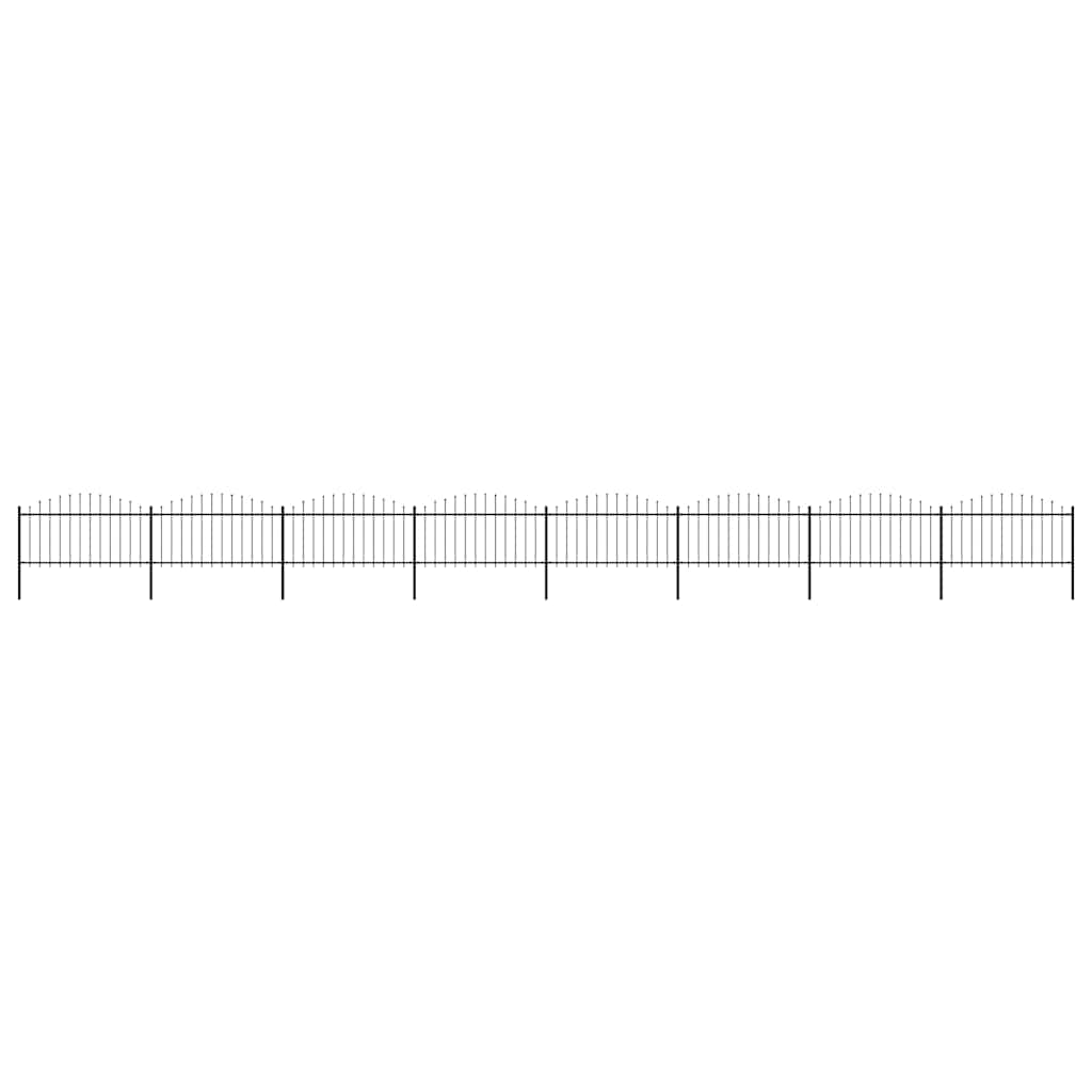 Garden Fence with Spear Top Steel 1.25-1.5x13.6 m Black - Discount Dealers