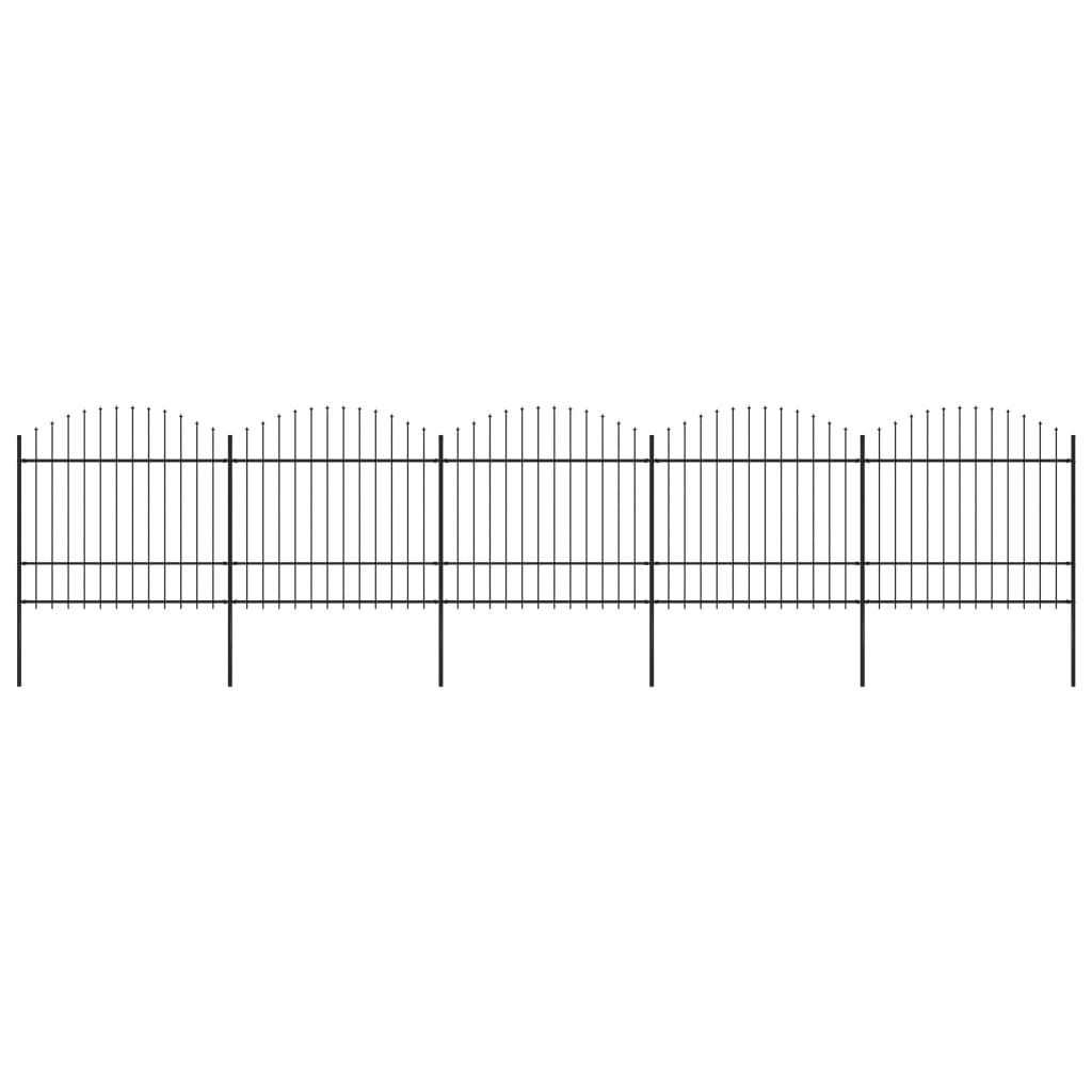 Garden Fence with Spear Top Steel (1.5-1.75)x8.5 m Black - Millennium Furniture