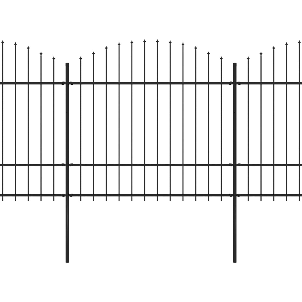 Garden Fence with Spear Top Steel (1.5-1.75)x11.9 m Black - Millennium Furniture
