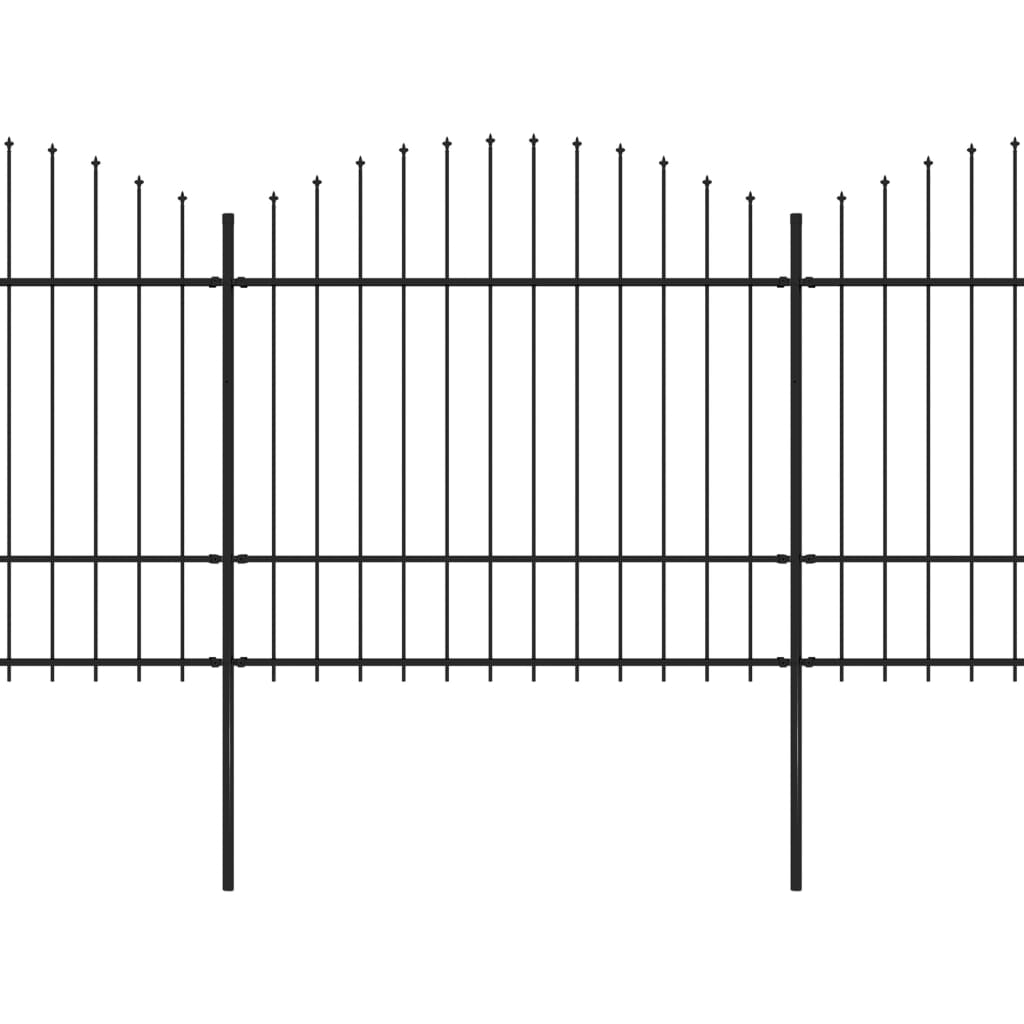 Garden Fence with Spear Top Steel (1.5-1.75)x13.6 m Black - Millennium Furniture