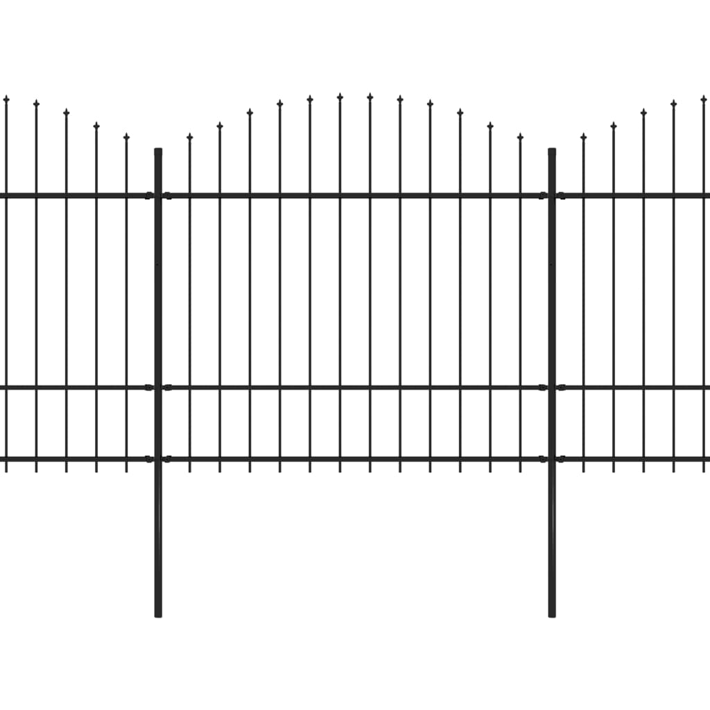 Garden Fence with Spear Top Steel (1.5-1.75)x15.3 m Black - Millennium Furniture