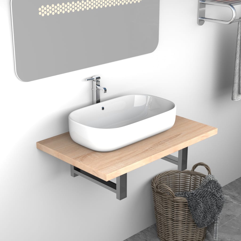 Bathroom Wall Shelf for Basin Oak 60x40x16.3 cm - Brittle & Co