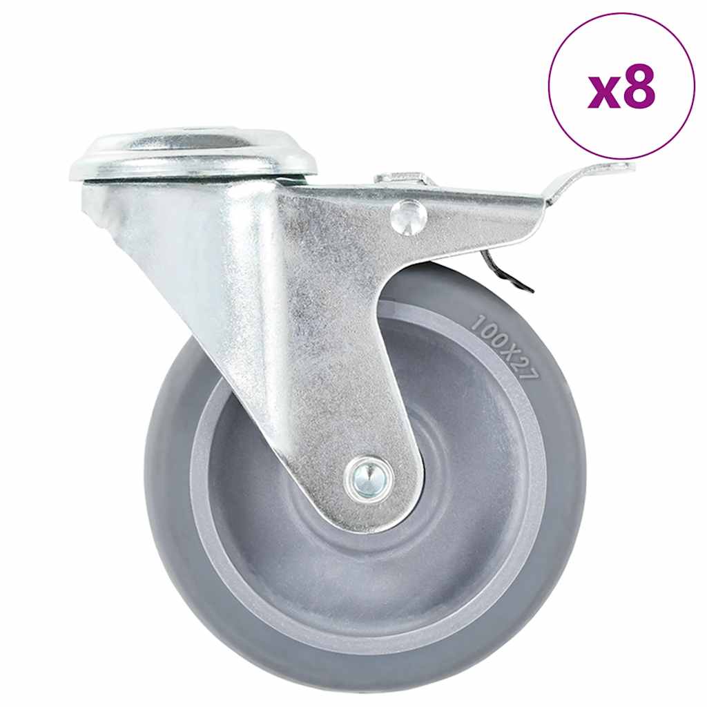 8 Pcs Bolt Hole Swivel Casters 100mm - Tyrell & Tyrell