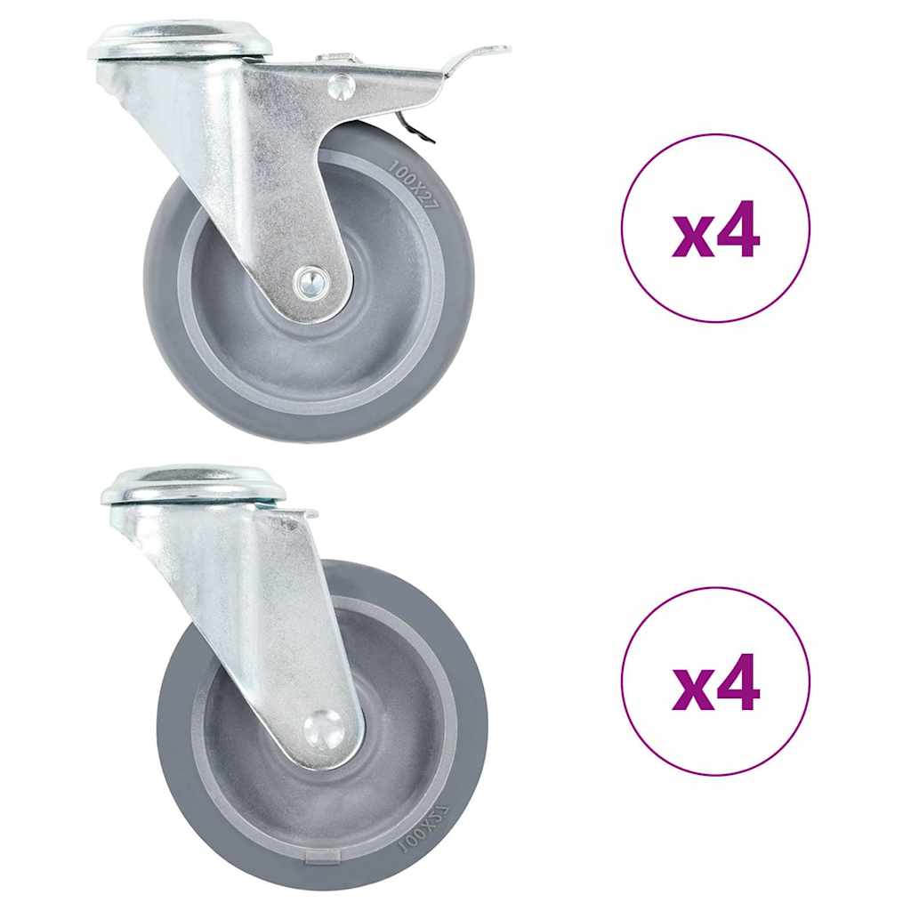 8 Pcs Bolt Hole Swivel Casters 100mm - Merkel Designers