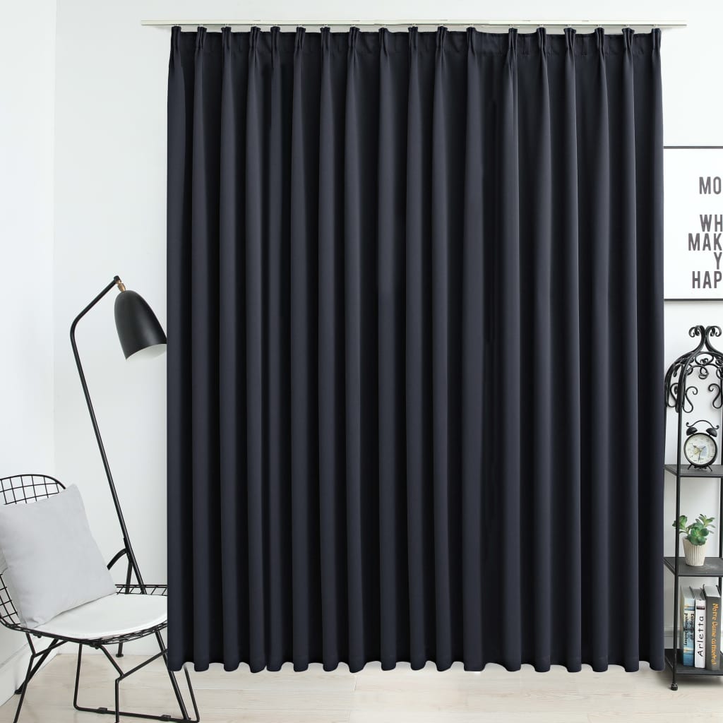 Blackout Curtain with Hooks Black 290x245 cm - Merlin Deals