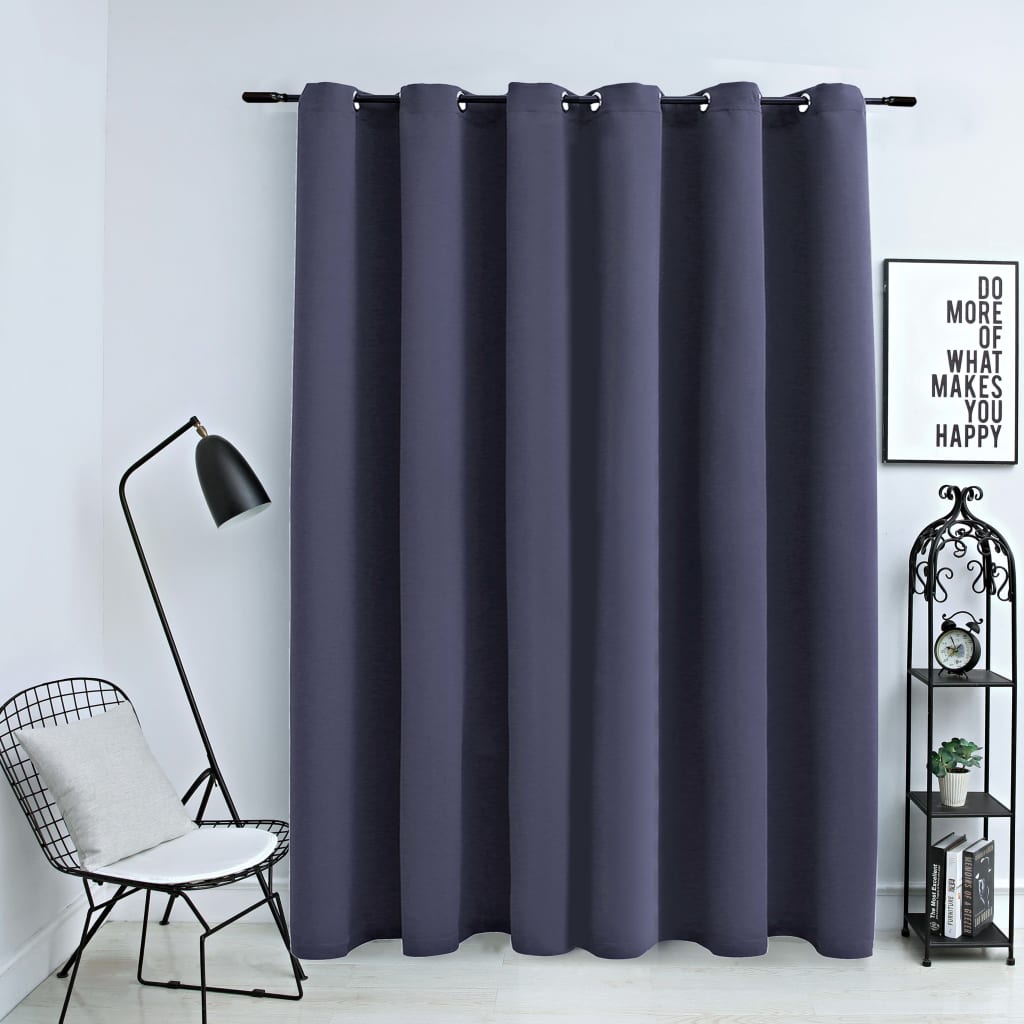 Blackout Curtain with Metal Rings Anthracite 290x245 cm - Decor Base