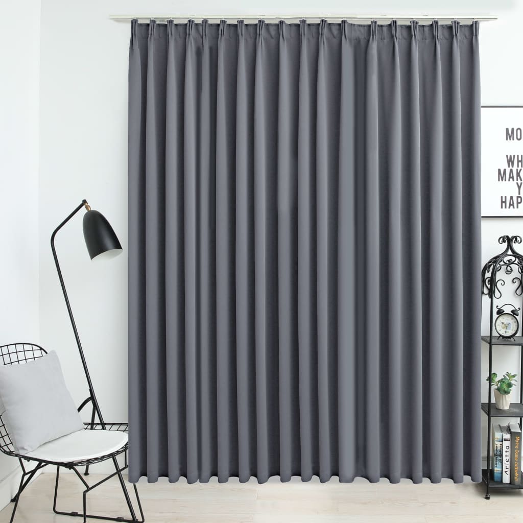 Blackout Curtain with Hooks Grey 290x245 cm - R and M Furniture